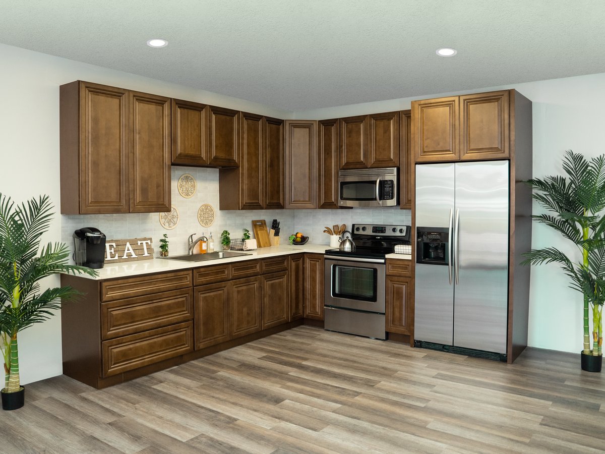 Dark Caramel kitchen cabinets, photo 7