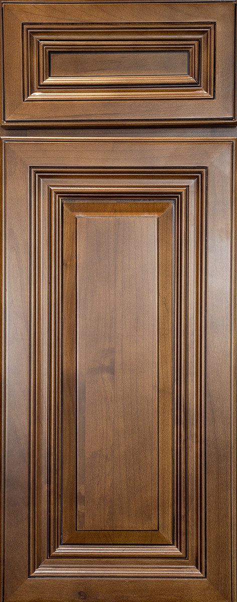 Dark Caramel wood look cabinet door style