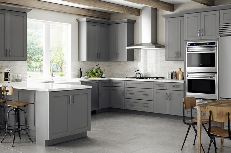 Gray Shaker shaker kitchen cabinets
