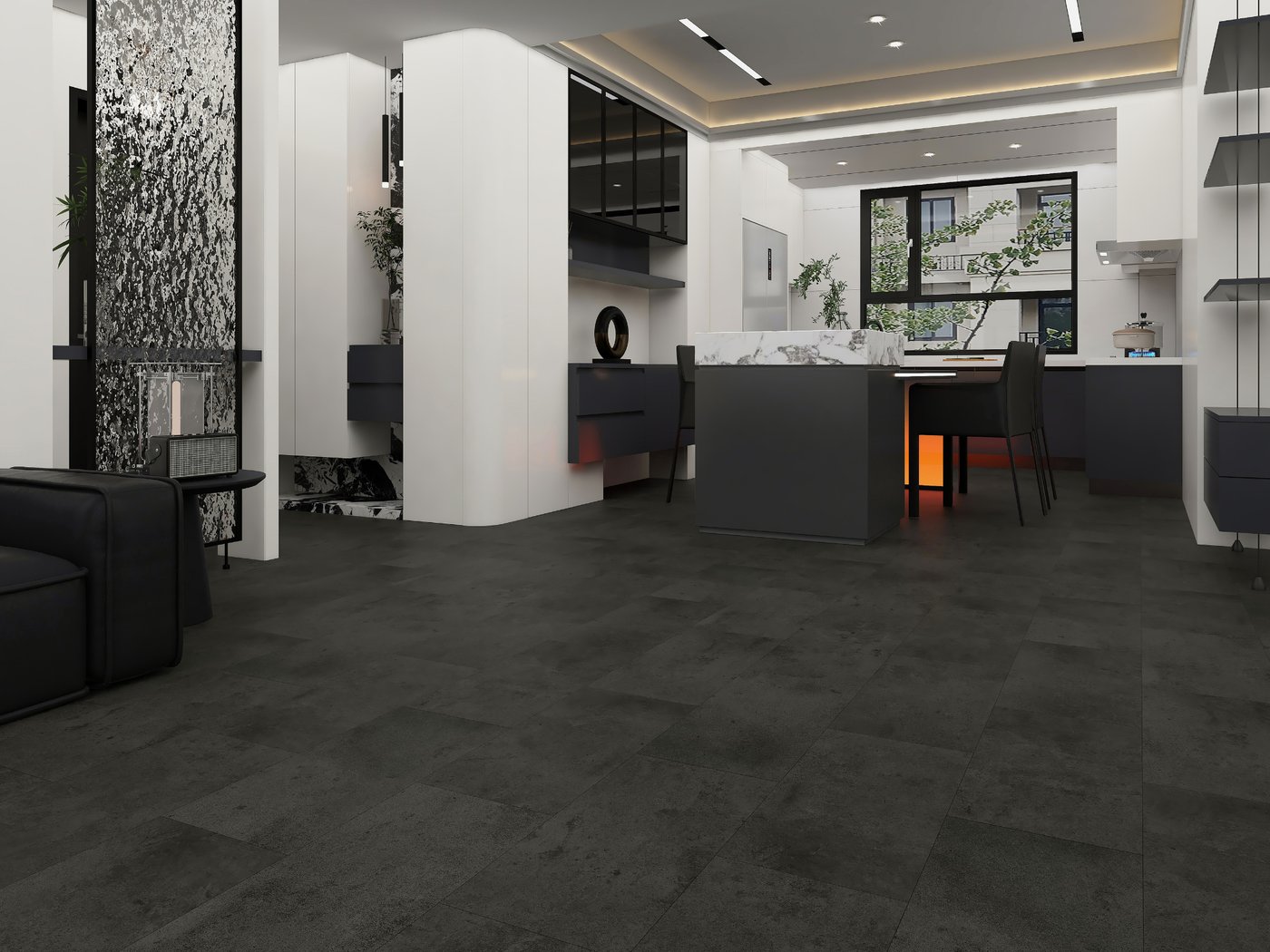Slate Core luxury vinyl tile flooring shown in a finished room